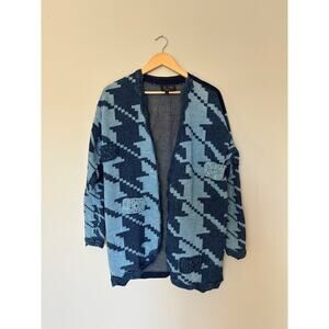 Vintage Gene Ewing Bis Patterned Sweater Size S Denim Blue Cotton